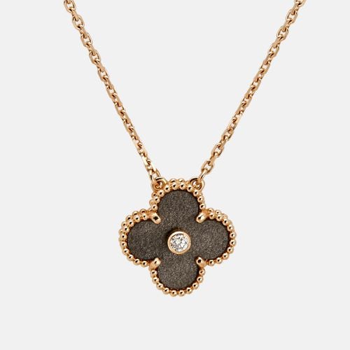 Van Cleef & Arpels Vintage Alhambra Obsidian Diamond 18k Rose Gold 2023 Holiday Pendant Necklace - Van Cleef & Arpels - Modalova