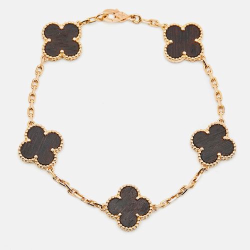 Van Cleef & Arpels Vintage Alhambra Limited Edition LetterWood 18k Rose Gold 5 Motif Station Bracelet - Van Cleef & Arpels - Modalova