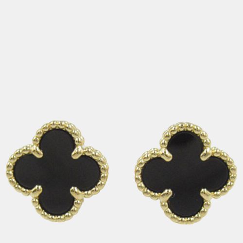 Van Cleef & Arpels 18K Yellow Gold and Onyx Sweet Alhambra Stud Earrings - Van Cleef & Arpels - Modalova