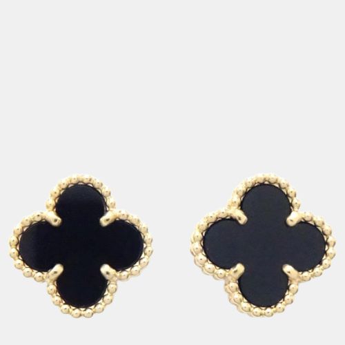 Van Cleef & Arpels 18K Yellow Gold and Onyx Sweet Alhambra Stud Earrings - Van Cleef & Arpels - Modalova