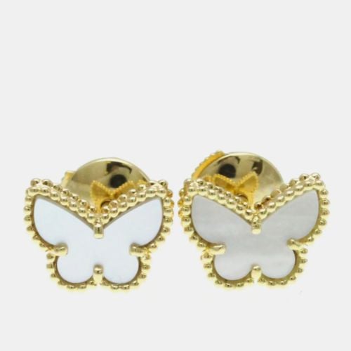 Van Cleef & Arpels 18K Yellow Gold, Mother of Pearl Butterfly Sweet Alhambra Studs Earrings - Van Cleef & Arpels - Modalova