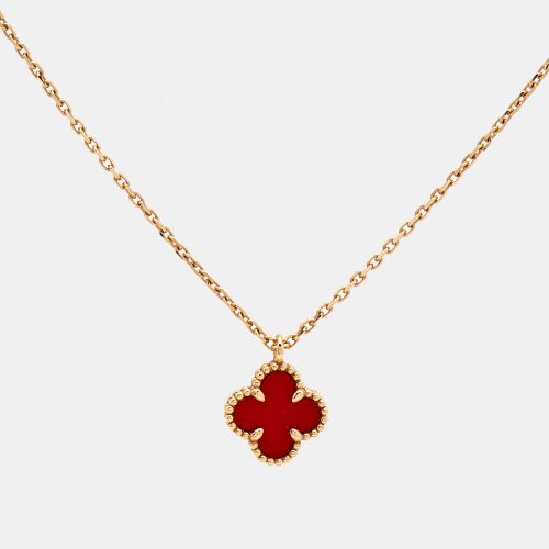 Van Cleef & Arpels Sweet Alhambra Carnelian 18k Rose Gold Necklace - Van Cleef & Arpels - Modalova