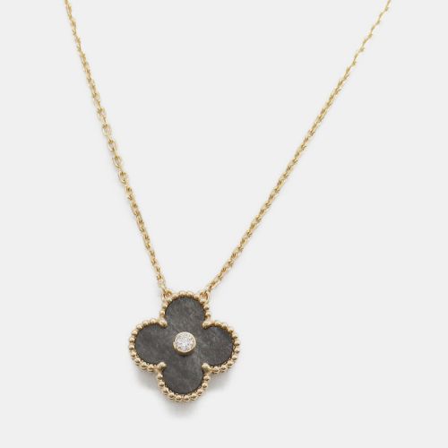 K Rose and Diamond Holiday Limited Edition Obsidian Vintage Alhambra Pendant Necklace - Van Cleef & Arpels - Modalova