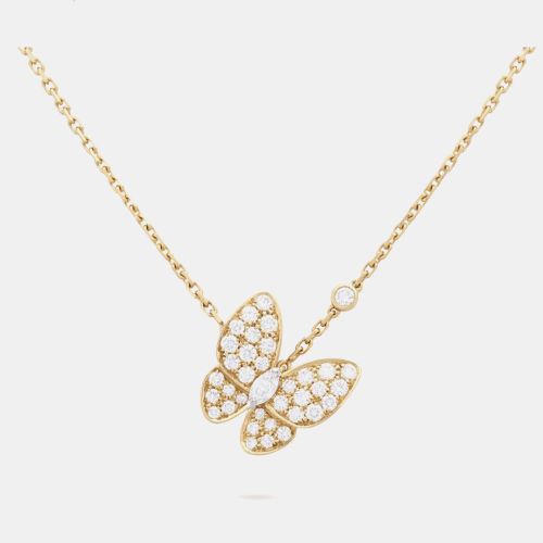 K Gold and Diamond Two Butterfly Pendant Necklace - Van Cleef & Arpels - Modalova