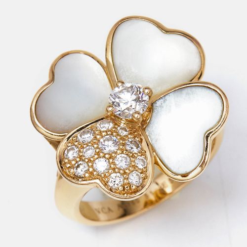 Cosmos Mother of Pearl Diamonds 18k Rose Medium Model Ring Size 51 - Van Cleef & Arpels - Modalova
