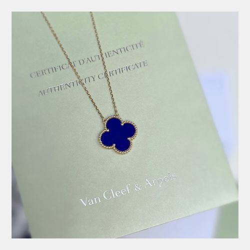 K Gold Blue Enamel Medium Vintage Alhambra Necklace - Van Cleef & Arpels - Modalova