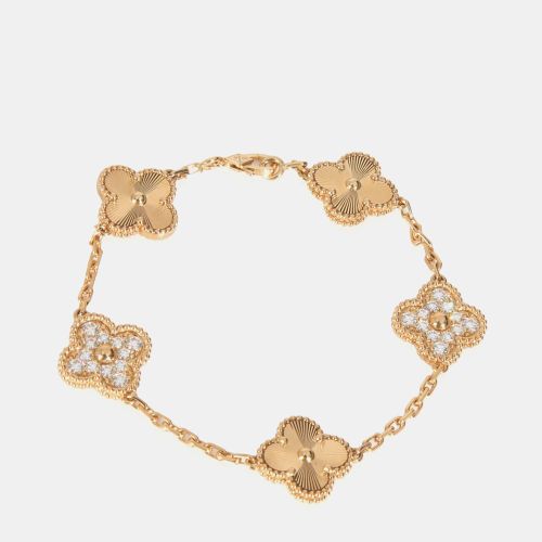Van Cleef & Arpels 18K Yellow Gold and Diamond Vintage Alhambra 5 Motifs Bracelet - Van Cleef & Arpels - Modalova