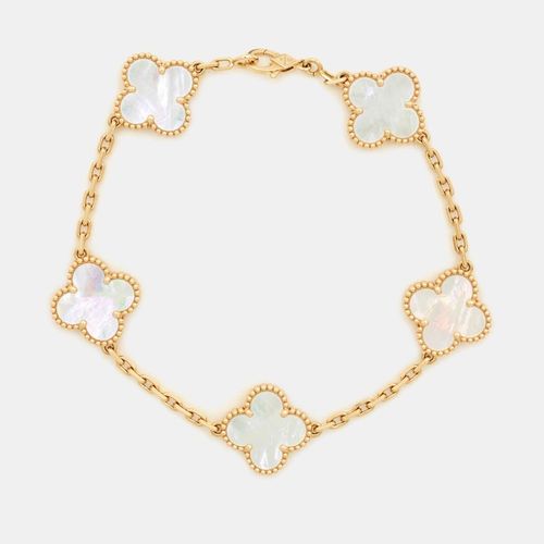 Van Cleef & Arpels Vintage Alhambra Mother Of Pearl 18k Yellow Gold 5 Motif Bracelet - Van Cleef & Arpels - Modalova
