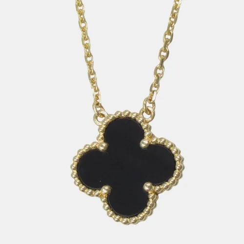Van Cleef & Arpels Vintage Alhambra 18K Yellow Gold Onyx Necklace - Van Cleef & Arpels - Modalova