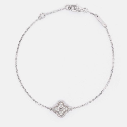 Van Cleef & Arpels 18K White Gold Sweet Alhambra Diamond Single Motif Station Bracelet - Van Cleef & Arpels - Modalova