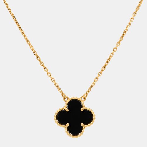 Van Cleef & Arpels Vintage Alhambra Onyx 18k Yellow Gold Pendant Necklace - Van Cleef & Arpels - Modalova