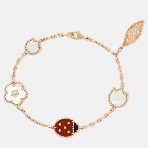 Lucky Spring 5 Motif Multi Gemstone 18K Rose Charm Bracelet - Van Cleef & Arpels - Modalova
