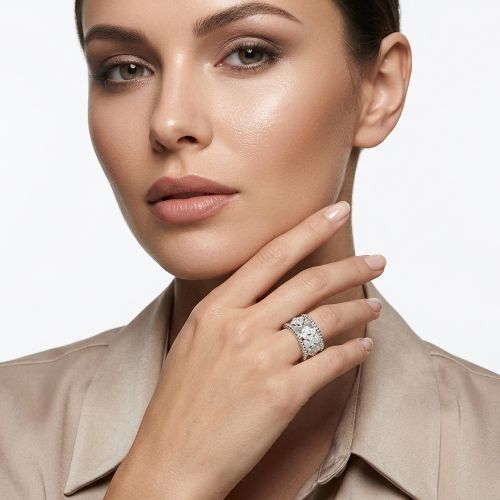 Perlée Clover Diamond 18k Gold Large Model Ring 56 - Van Cleef & Arpels - Modalova