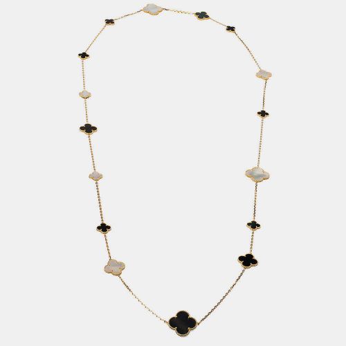 Van Cleef & Arpels Magic Alhambra Mother of Pearl 18k Yellow Gold 16 Motif Station Onyx Necklace - Van Cleef & Arpels - Modalova
