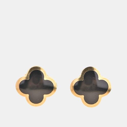 Pure Alhambra Onyx Gold Stud Earrings - Van Cleef & Arpels - Modalova