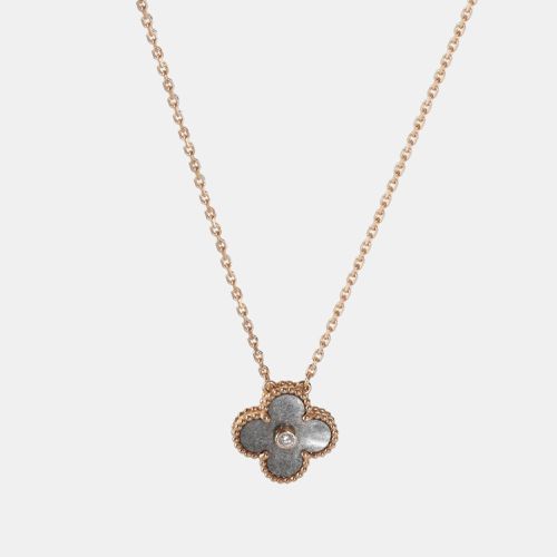 Van Cleef & Arpels 18k Rose Gold Vintage Alhambra Obsidian Pendant Necklace - Van Cleef & Arpels - Modalova