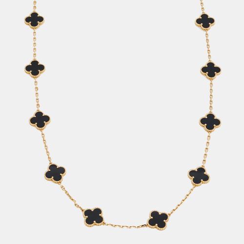 Van Cleef & Arpels 18k Yellow Gold & Black Onyx Alhambra 20 Motif Necklace - Van Cleef & Arpels - Modalova