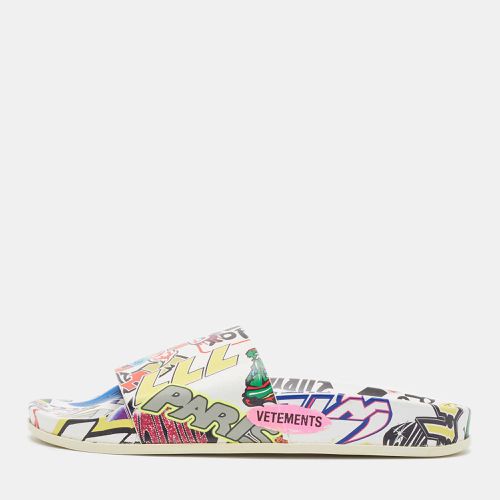 Vetements Multicolor Sticker Print Leather Pool Slides Size 36 - Vetements - Modalova