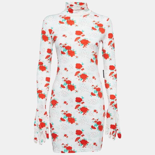 Vetements White Floral Print Jersey Bodycon Mini Dress With Golves M - Vetements - Modalova