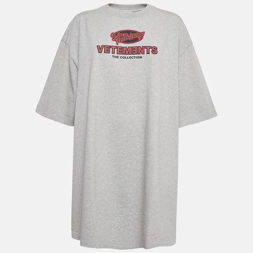 Vetements Grey Printed Cotton Side Slit Detail T-Shirt M - Vetements - Modalova