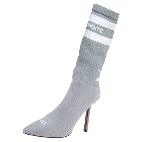 Vetements Grey Knit Fabric Reflective Sock Boots Size 36 - Vetements - Modalova