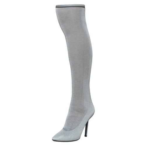 Vetements Grey Stretch Fabric Knee High Boots Size 37 - Vetements - Modalova