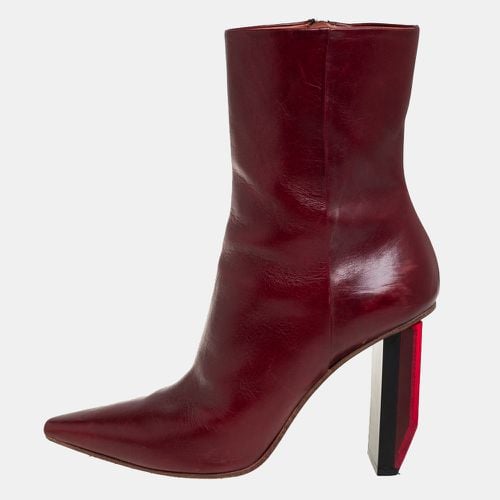 Vetements Burgundy Leather Reflector Ankle Boots Size 40 - Vetements - Modalova