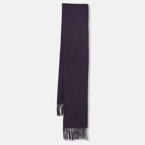 Versace Purple Wool Logo Detail Fringed Stole - Versace - Modalova