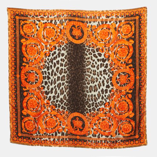 Animal & Baroque Print Silk Scarf - Versace - Modalova