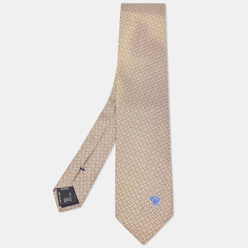 Versace Gold Geometric Pattern Silk Tie - Versace - Modalova