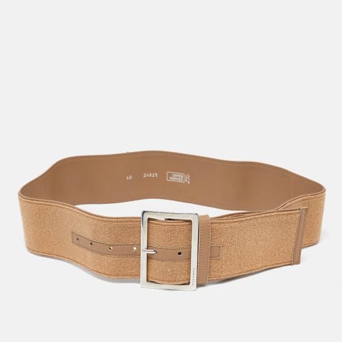 Versace Beige Fabric and Leather Wide Buckle 110CM - Versace - Modalova