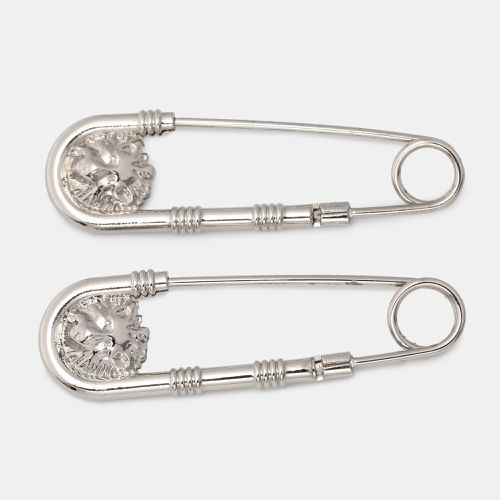 Versace Silver Tone Safety Pin Brooch Set of Two - Versace - Modalova