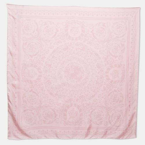 Versace Pink Floral Print Silk Square Scarf - Versace - Modalova