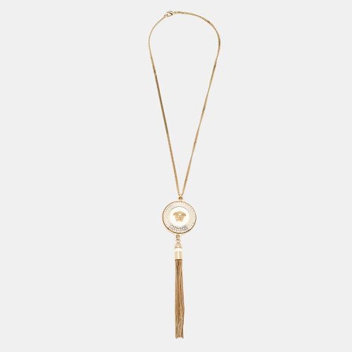 Versace Medusa Enamel Crystals Gold Tone Tassel Necklace - Versace - Modalova