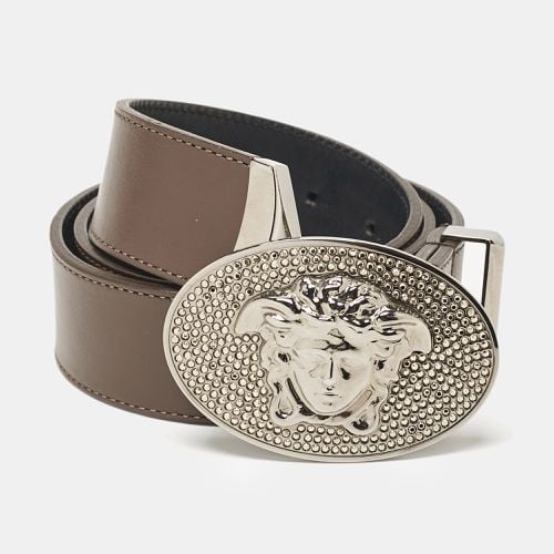 Versace Brown Leather Medusa Oval Belt 90CM - Versace - Modalova