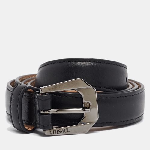 Versace Black Leather Slim Buckle Belt 85CM - Versace - Modalova