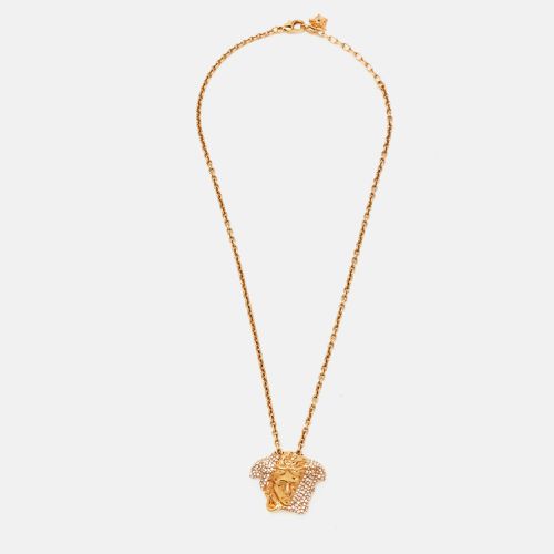 Versace Medusa Crystal Gold Tone Necklace - Versace - Modalova