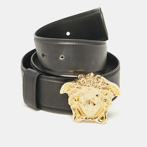 Versace Black Leather Medusa Head Buckle Belt 75 CM - Versace - Modalova