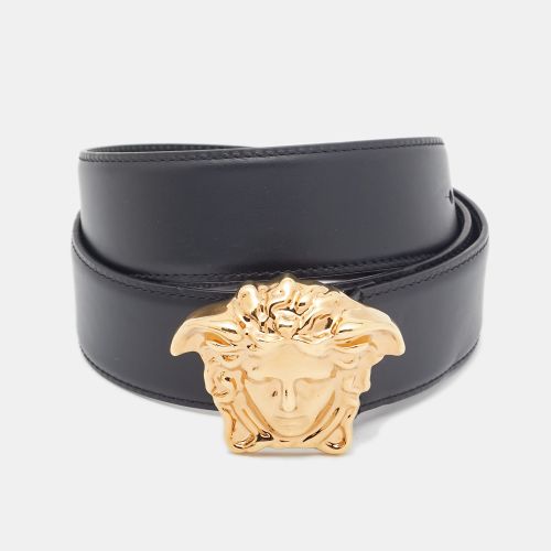 Versace Black Leather Medusa Head Buckle Belt 95CM - Versace - Modalova