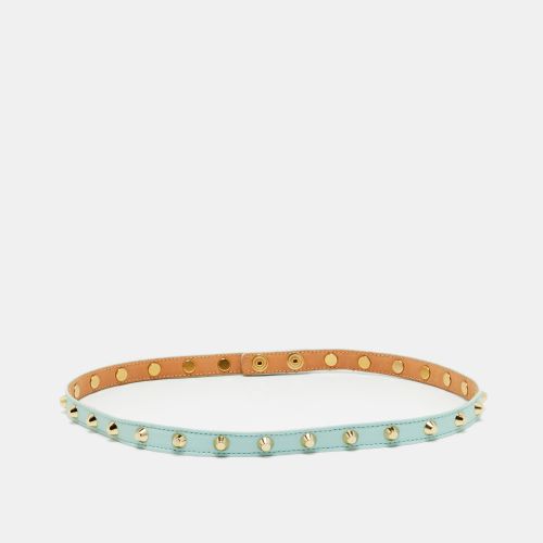 Versace Mint Blue Leather Studded Belt 75 CM - Versace - Modalova