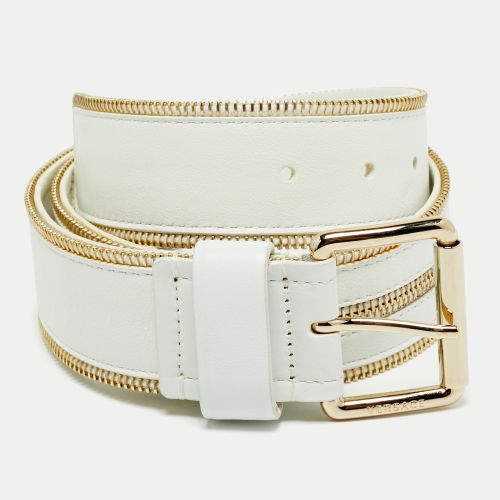 Versace White Leather Zip Detail Buckle Belt 70 CM - Versace - Modalova