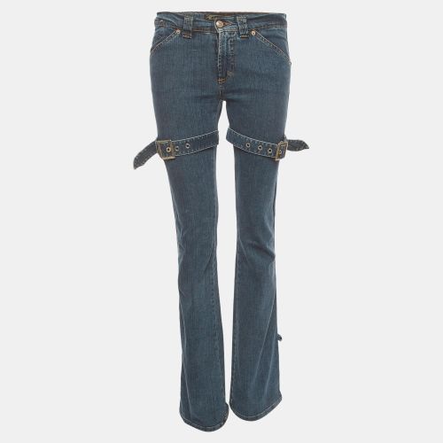 Vintage Thigh Strap Denim Flared Jeans M/Waist 30" - Versace - Modalova