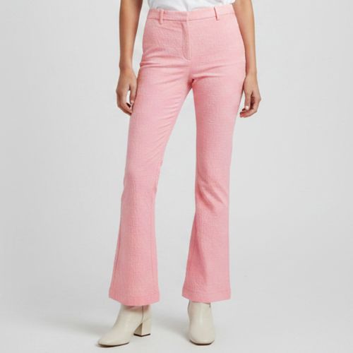 Allover Logo Jacquard Wool Flared Trousers M - Versace - Modalova