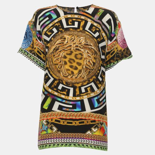 Medusa Leopard Printed Crepe Tops M - Versace - Modalova