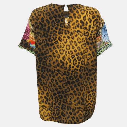 Medusa Leopard Printed Crepe Tops M - Versace - Modalova