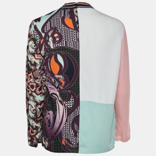 Printed Cotton Round Neck Top S - Versace - Modalova