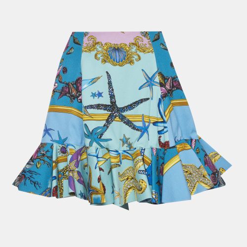 Trésor de la Mer Print Crepe Flared Mini Skirt M - Versace - Modalova