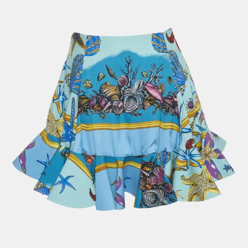 Trésor de la Mer Print Crepe Flared Mini Skirt M - Versace - Modalova