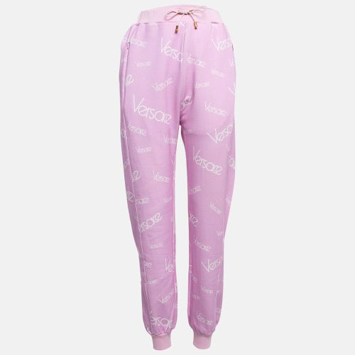 Versace Pink Monogram Print Cotton Jogger Pants S - Versace - Modalova