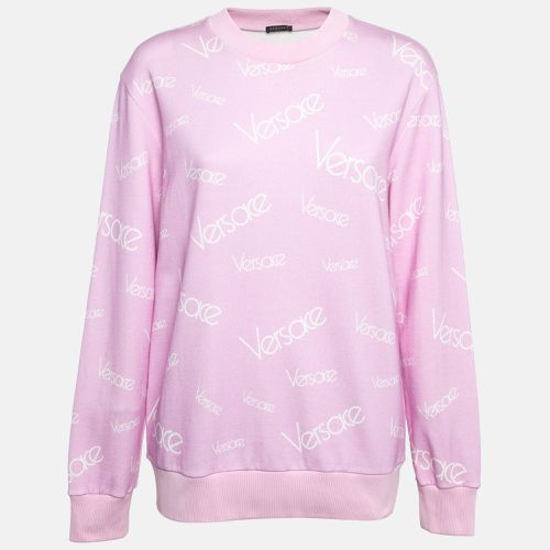 Versace Pink Monogram Print Cotton Crew Neck Sweatshirt M - Versace - Modalova